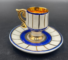 Tazza tazzina caffè moka mini da collezione ROSA Limoges cobalt oro