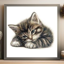 Carta punto croce gatto stanco
