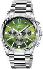 Orologio Uomo Acciaio Elegante Cronografo Uomo Argento - Orologi Da Polso Analog