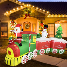 Treno Di Natale Gonfiabile, 320 Cm Babbo Natale E Pupazzo Di Neve Decorazione, L