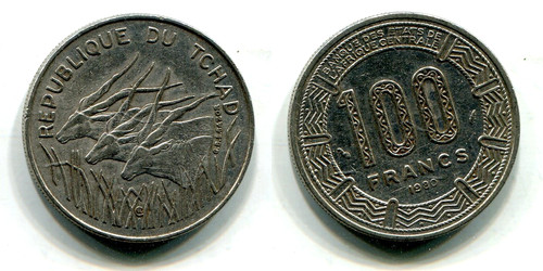 100 franchi ciad 1980 nichel - franchi,