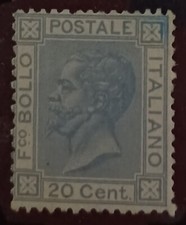 Raro francobollo postale italiano 20 Cent Vittorio Emanuele II 1867