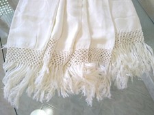 4 Asciugamani antichi cotone damascato con frangia tendina tenda finestra