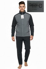 PIGIAMA-Tuta -uomo-GIACCA APERTA- con ZIP-in PILE morbido e caldo TWIN-G Milano-