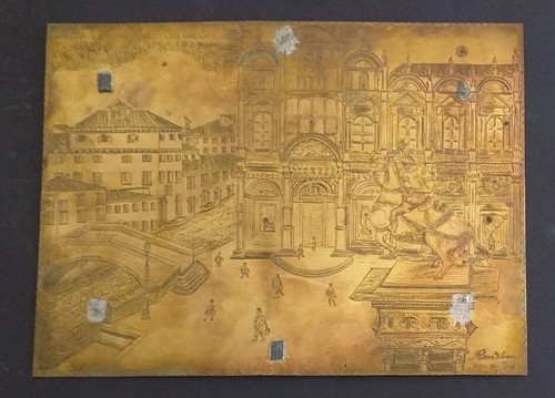 Vecchia incisione lastra - vecchia, di