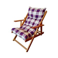 POLTRONA RELAX BORDEAUX SCOZZESE COMODONA IN LEGNO 3POSIZIONI CUSCINO IMBOTTITO