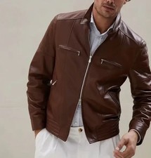 NUOVO Giacca Pelle Uomo
