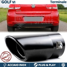 1x TERMINALE di Scarico OVALE per VW GOLF 6 in ACCIAIO Inox NERO Plug & Play