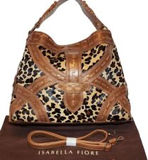 ISABELLA FIORE RARA BORSA A TRACOLLA HOT TROT MIA XL CAPELLI DI VITELLO LEOPARDO NUOVA SENZA ETICHETTE $795