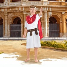 Costume da bambino Northlight bianco rosso Little Caesar Roman Toga Halloween 4-6