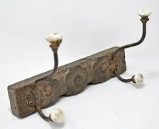 Antico IN Legno Ceramica da Parete Gancio Appendiabiti Originale Vecchio Mano