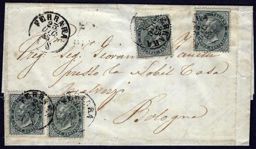 1865 lettera ferrara con - -,