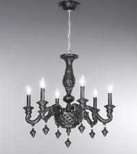 Lampadario classico lusso ceramica bassano nero a 6 luci luxury r001