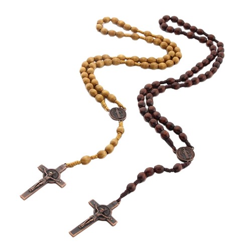 Collane con rosario nel legno - collane,