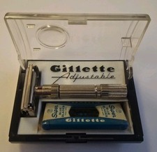 NOS Vintage Gillette Fatboy Regolabile 1-9 DE Rasoio di Sicurezza D4 1958 BELLO!!