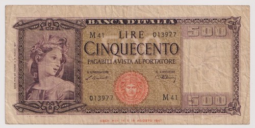 Banconote vintage italia 500 - banconote,