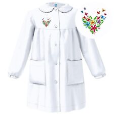 SIGGI Grembiule Scuola Elementare Bambina, colore bianco, Abbottonatura centrale