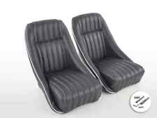 Coppia sedili auto d'epoca Montgomery simil pelle nero no poggiatesta no binari