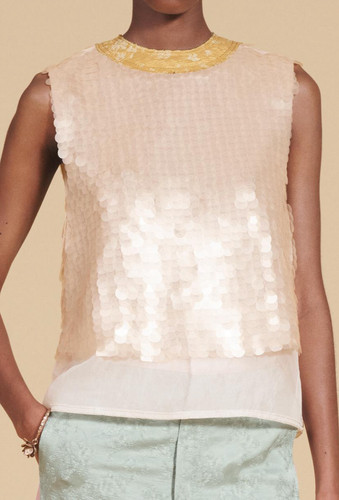 Canotta zara paillettes seta - canotta,