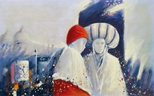 GIULIANO TROMBINI: "Carnevale Veneziano" Serigrafia cm. 50x35 Firmata, Numerata.