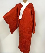 Kimono giapponese antico indumento intimo Nagajun con mezzo colletto floreale...