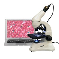 AmScope 40X-1000X Microscopio + Fotocamera USB con 2 Luci, Telaio in Metallo, Obiettivo in Vetro