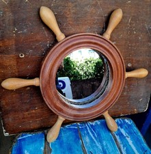 Timone In Legno Con Specchio Vintage Arredo Nautico Casa Bar Marinaro Barca