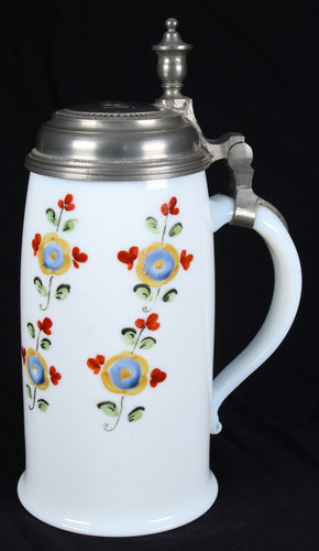 Biedermeier milk glass roller - glass,