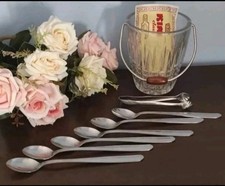 Servizio Cestello Ghiaccio Pinze Cucchiaini Inox Vintage Mai Usato Nuovo 