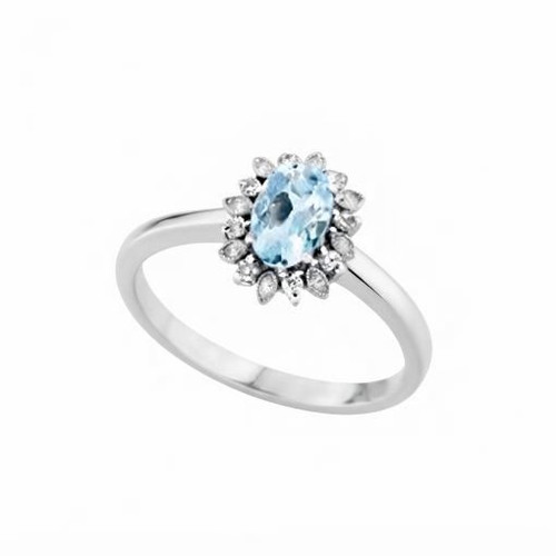 Anello acquamarina brillanti - acquamarina,