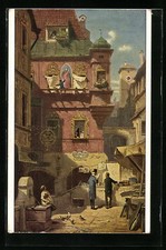 Cartolina d'artista Carl Spitzweg: L'antiquario 