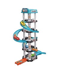 Garage Macchine Giocattolo a 4 Piani con Pista a Spirale e Auto Colorate