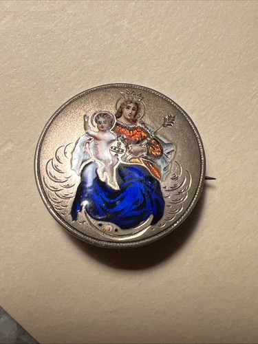 Antica spilla smaltata - , madonna