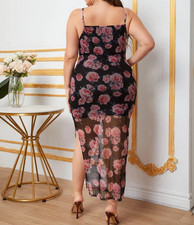 Bodycon nero floreale maglia