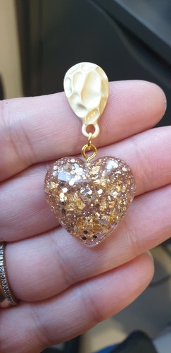Cuori glitter oro orecchini - cuori, oro-