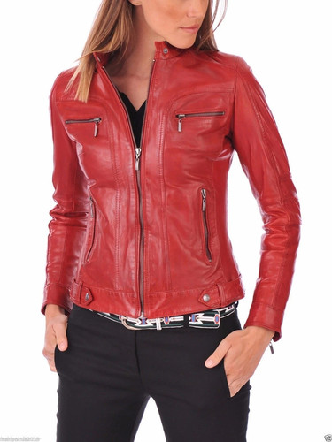 Giacca donna rossa pelle - , di