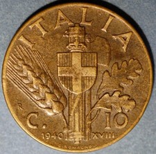Italy 10 Centesimi 1940