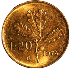 Italy 20 Lire 1974 KM# 97