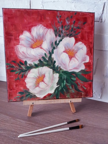 Dipinto olio peonia fiori - dipinto,