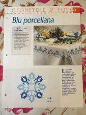 Schema punto croce Ricamo Geometrie e folk Blu porcellana tovaglia