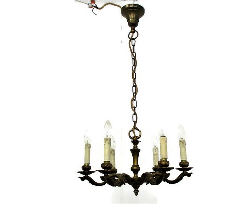 Lampadario vintage bronzo - , 6