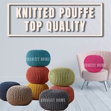 POUF ROTONDO IN MAGLIA GRANDE POGGIAPIEDI GROSSI CUSCINO SEDUTA MAROCCHINO 100% COTONE