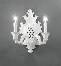 Applique classico lusso ceramica bassano bianco a 2 luci luxury r008