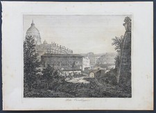 stampa antica Ricciardelli Roma 1832 Porta Cavalleggeri Vaticano Mura Leonine