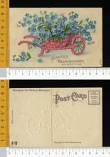 V1697] AUGURALE - CARIOLA DI ROSE CON FIORI NONTISCORDARDIME - RILIEVO