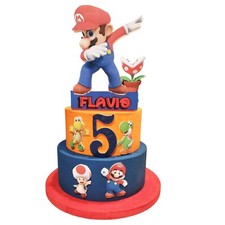 Torta Compleanno Super Mario Bros - Decorazione Alta Qualità - Personalizzabile