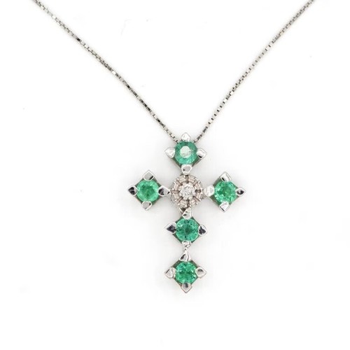 Croce oro bianco con - oro,