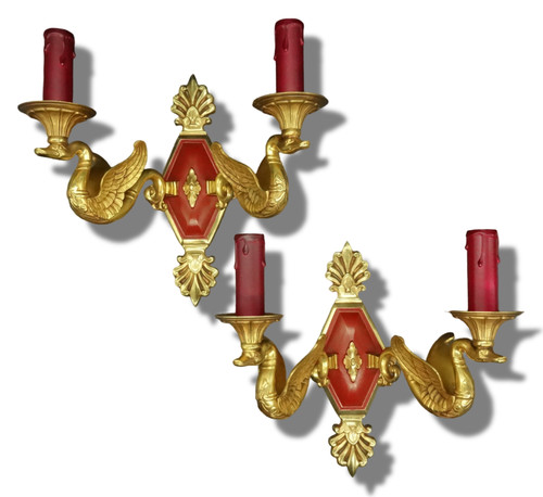 Coppia applique cigni - applique, stile