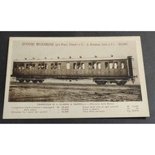 Cartolina Milano - Officine Meccaniche - Carrozza di 1a Classe a Carrelli
