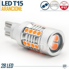 1 Lampadina LED T15 W16W Arancione CANbus FRECCE Led Luce Potente CON LENTE 980L